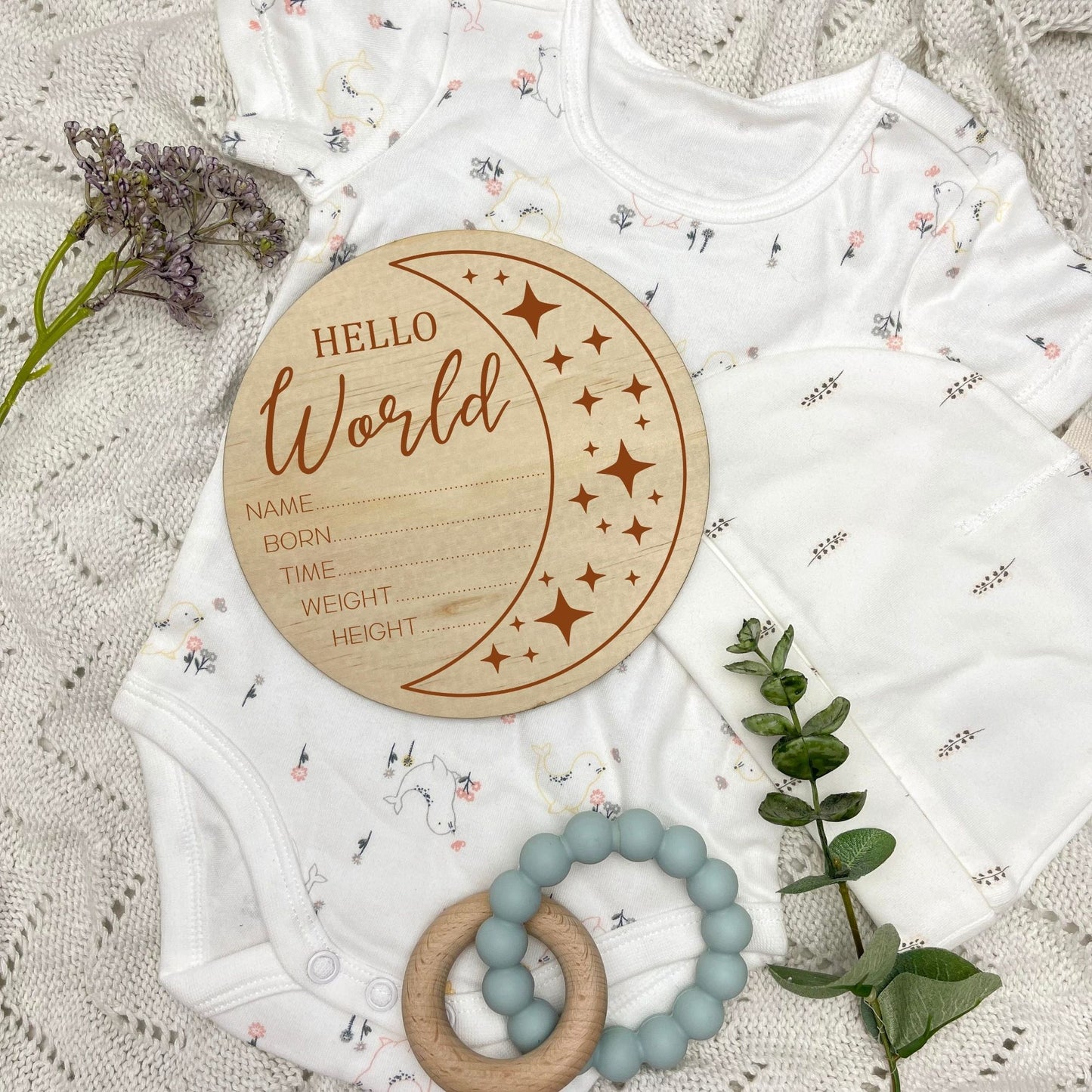 Birth announcement sign, celestial baby birth sign, personalised baby plaque, birth plaque, newborn gift