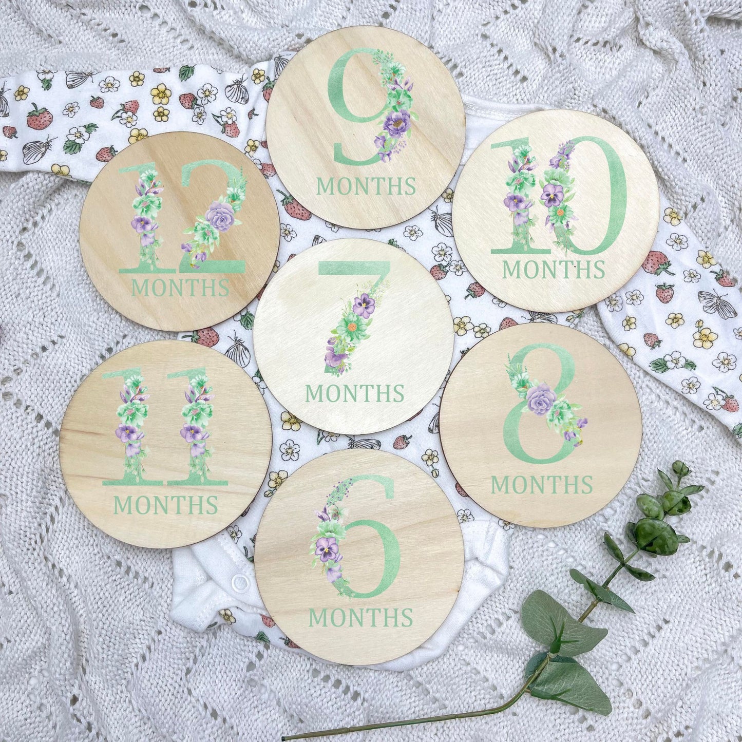 Floral milestone cards, baby milestone discs, boho nursery, aesthetic nursery, beige nursery
