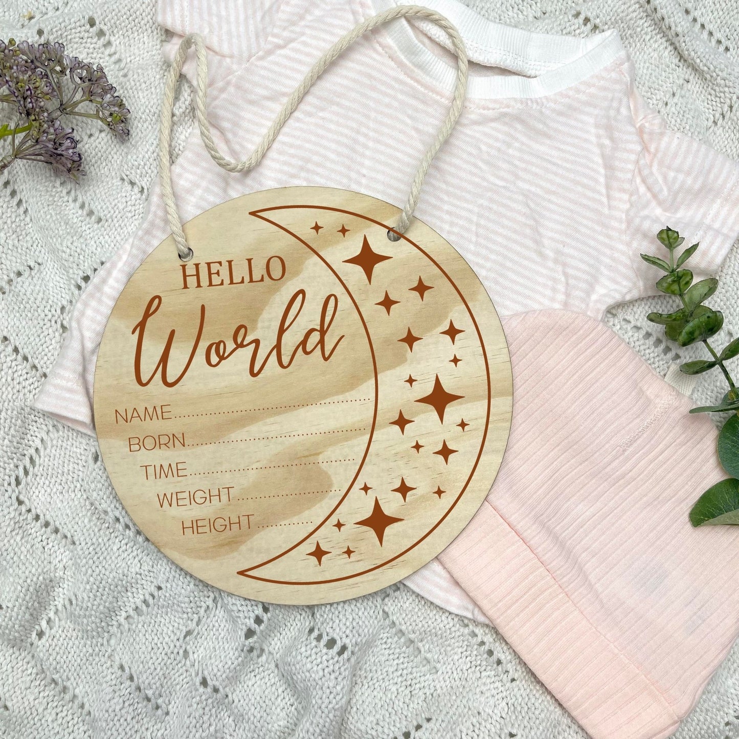 Birth announcement sign, celestial baby birth sign, personalised baby plaque, birth plaque, newborn gift