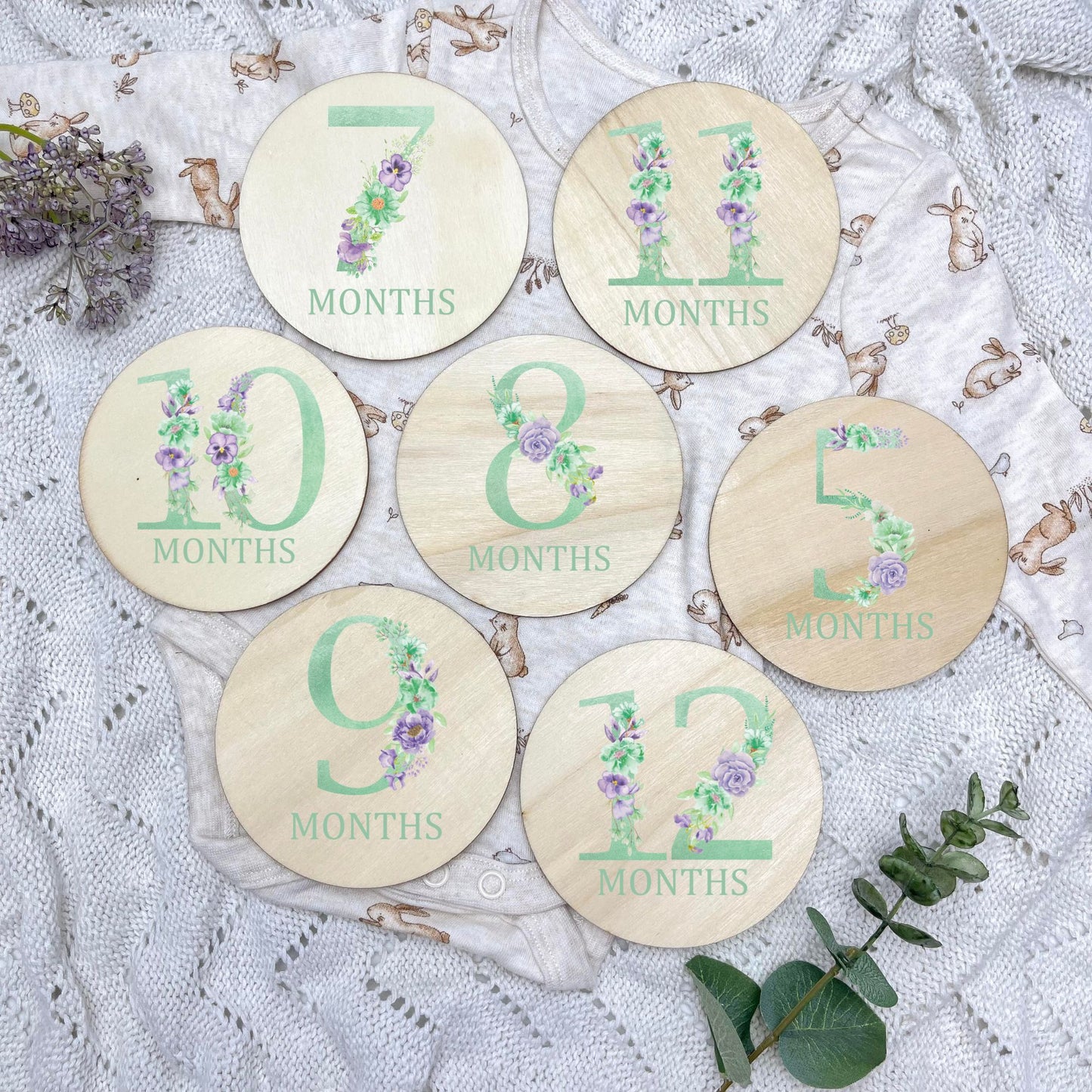 Floral milestone cards, baby milestone discs, boho nursery, aesthetic nursery, beige nursery