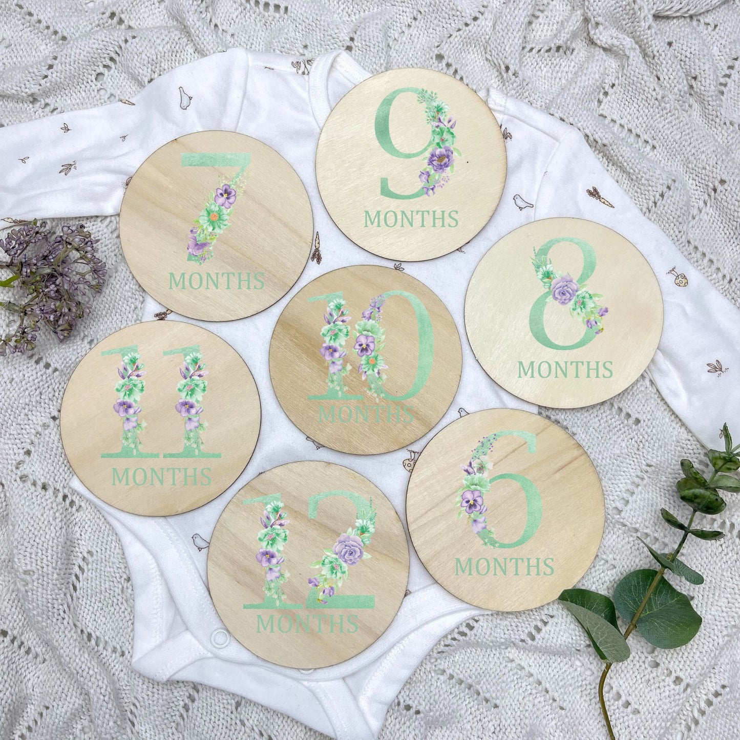 Floral milestone cards, baby milestone discs, boho nursery, aesthetic nursery, beige nursery