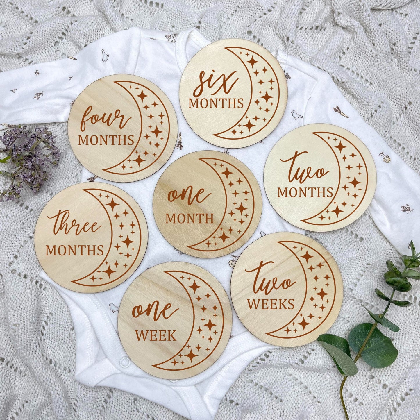 The moon milestone cards, baby milestone discs, boho nursery, aesthetic nursery, beige nursery