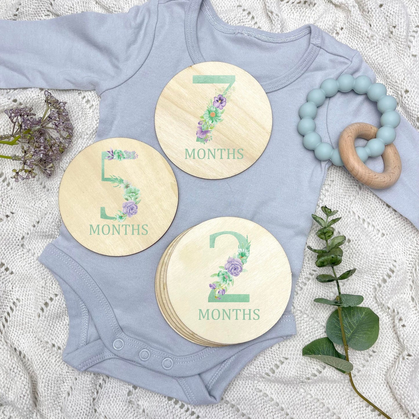 Floral milestone cards, baby milestone discs, boho nursery, aesthetic nursery, beige nursery