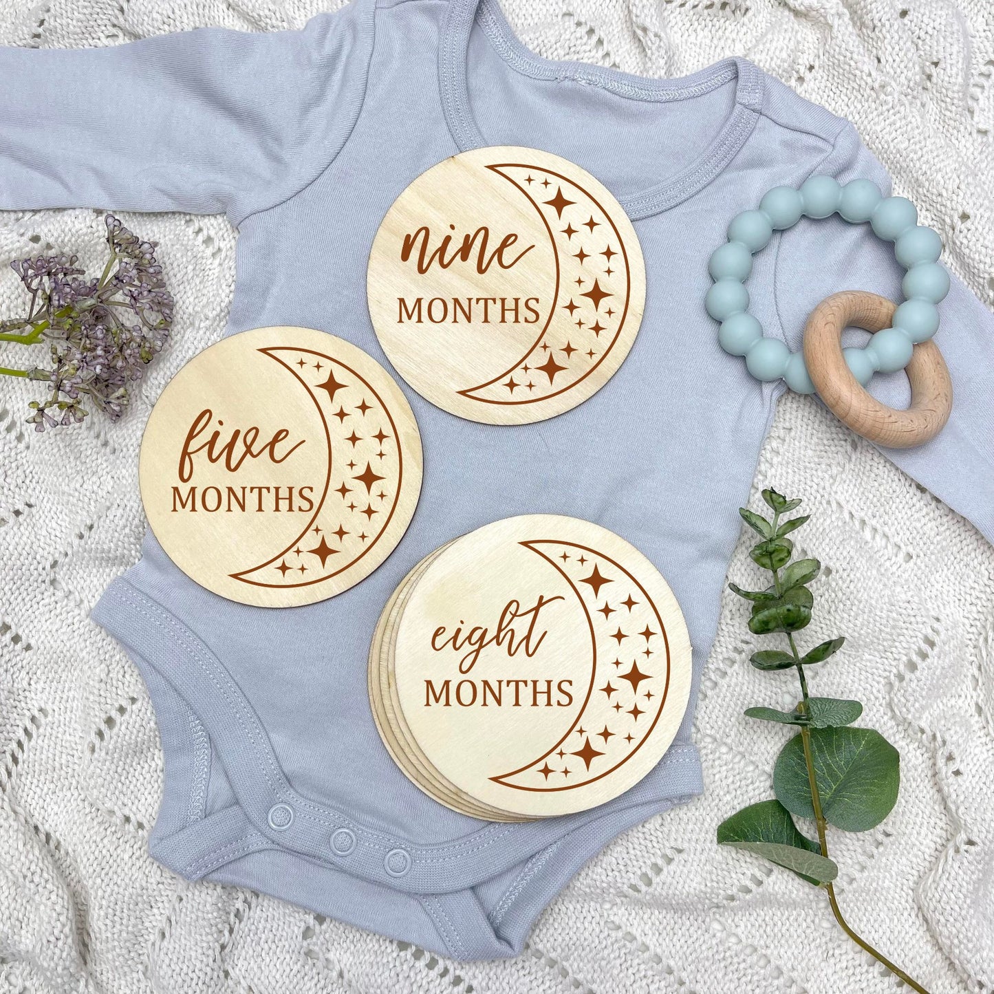 The moon milestone cards, baby milestone discs, boho nursery, aesthetic nursery, beige nursery