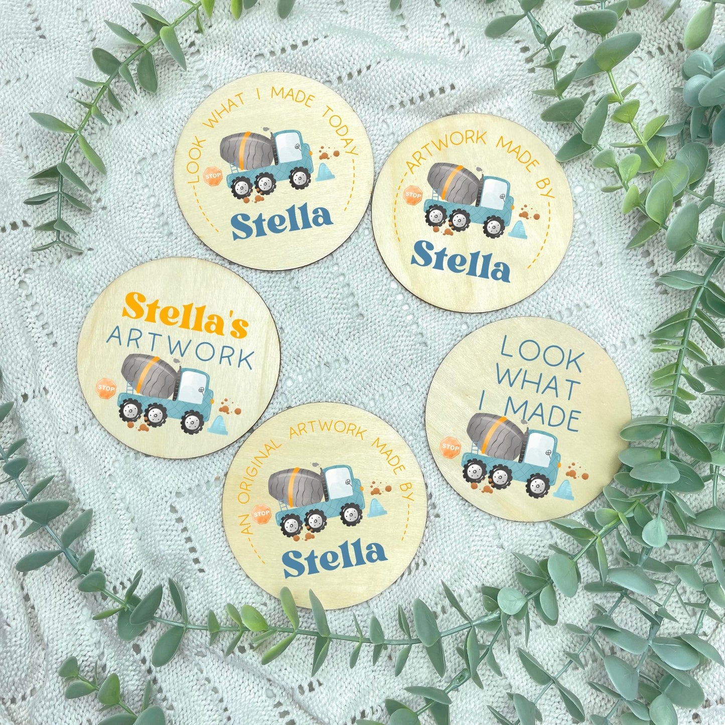 Kids artwork fridge magnet holder, Construction themed, kids artwork display magnet, fridge magnet