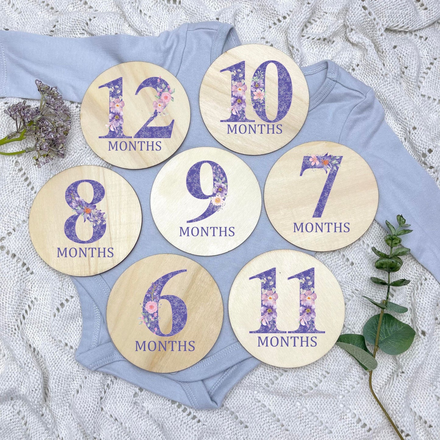 Floral milestone cards, baby milestone discs, boho nursery, aesthetic nursery, beige nursery