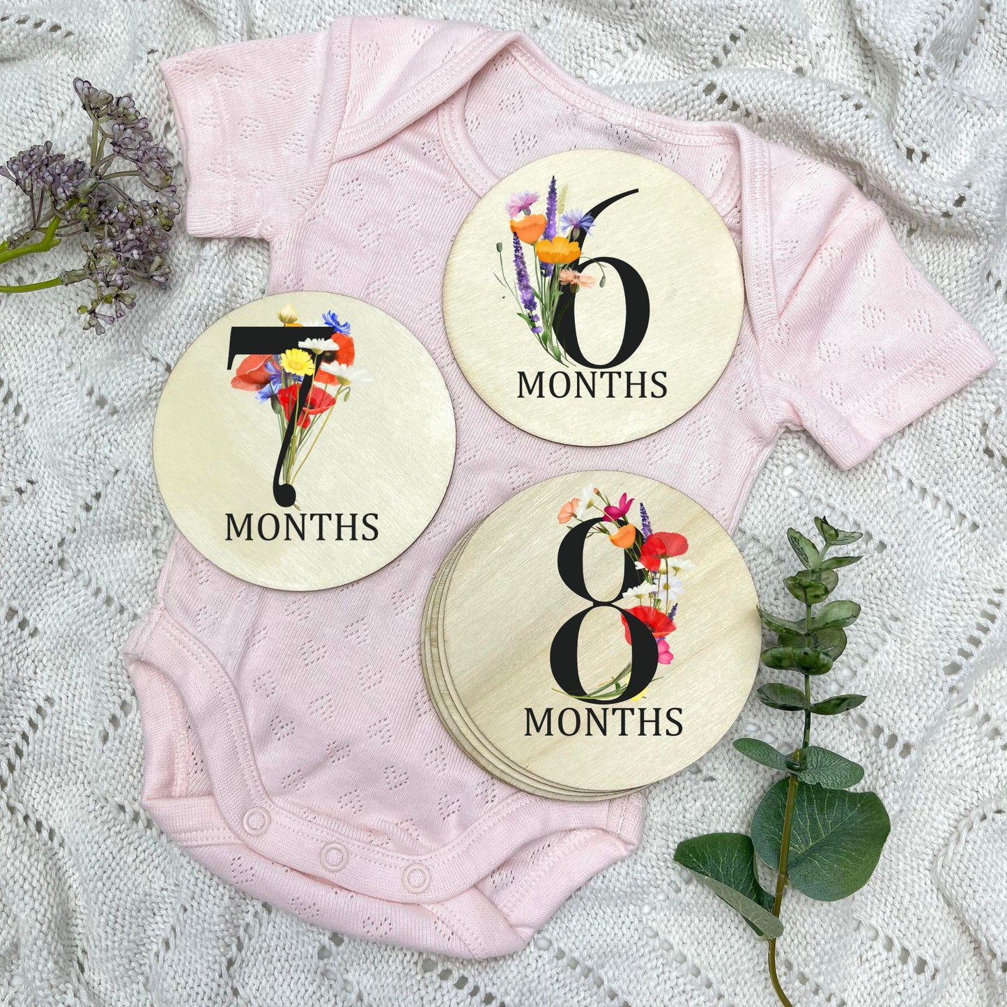 Floral milestone cards, baby milestone discs, boho nursery, aesthetic nursery, beige nursery