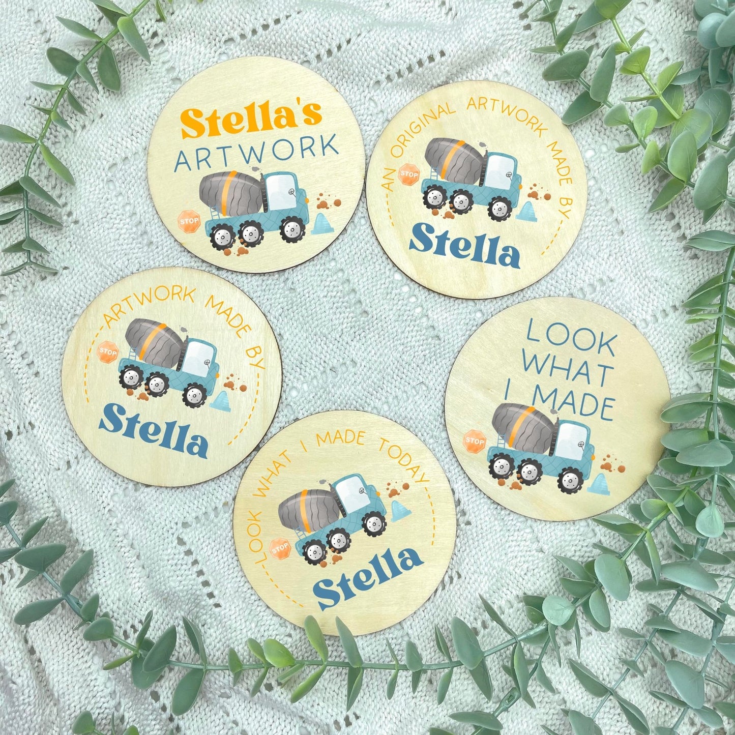 Kids artwork fridge magnet holder, Construction themed, kids artwork display magnet, fridge magnet
