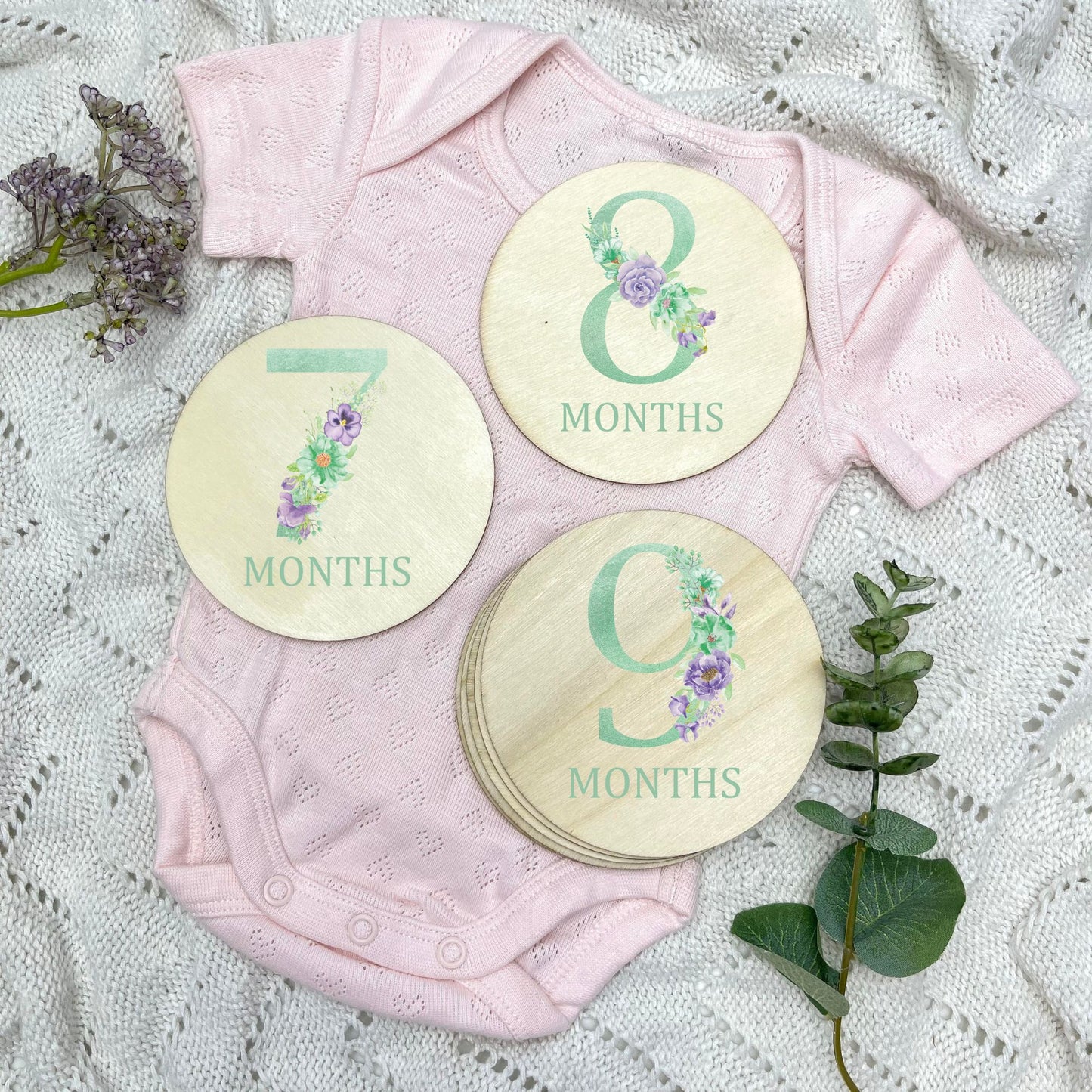 Floral milestone cards, baby milestone discs, boho nursery, aesthetic nursery, beige nursery