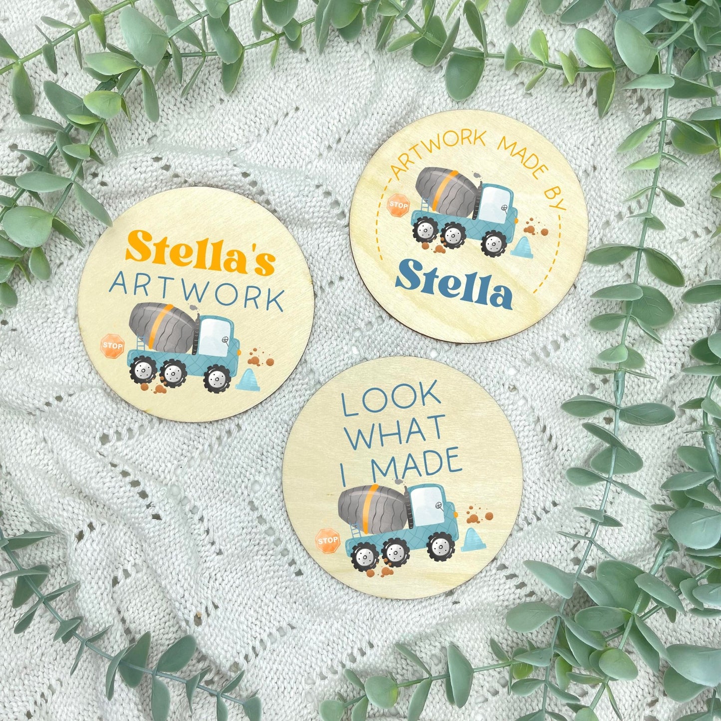 Kids artwork fridge magnet holder, Construction themed, kids artwork display magnet, fridge magnet