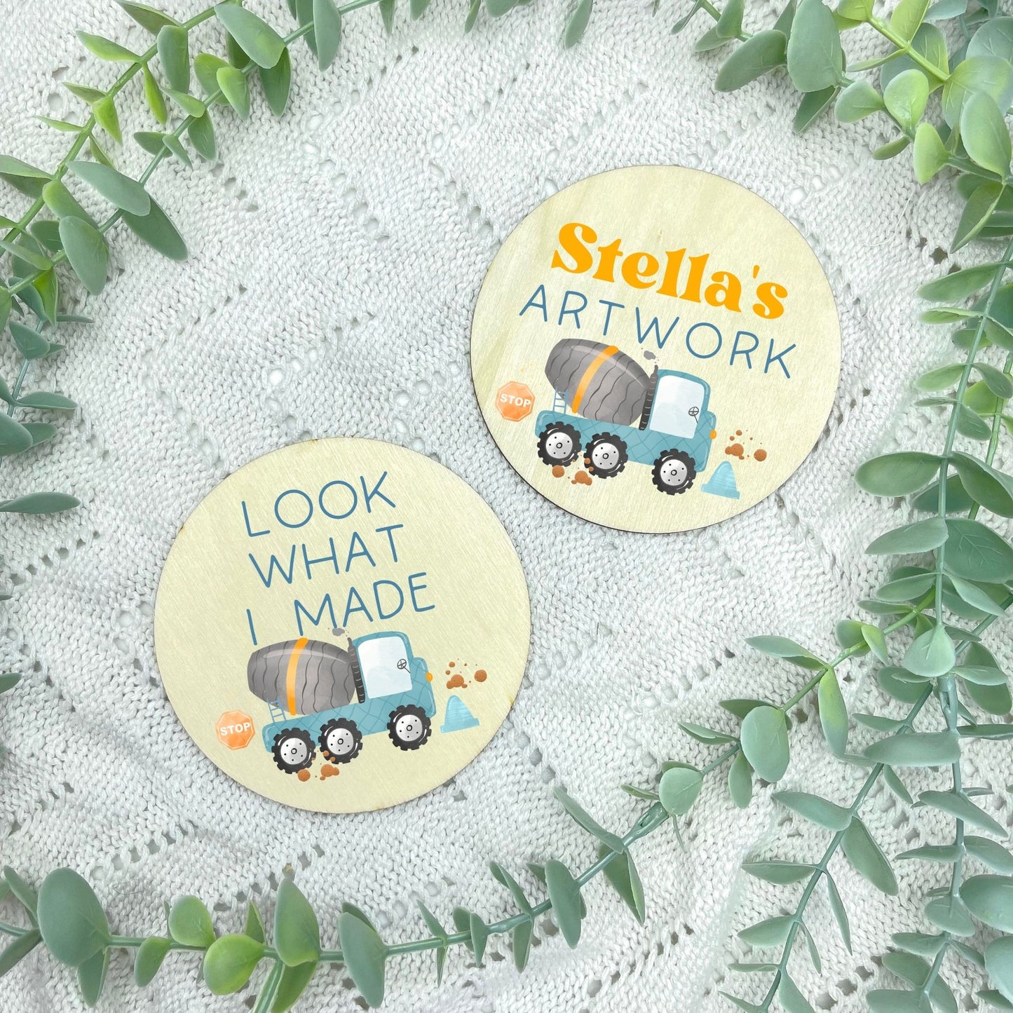Kids artwork fridge magnet holder, Construction themed, kids artwork display magnet, fridge magnet