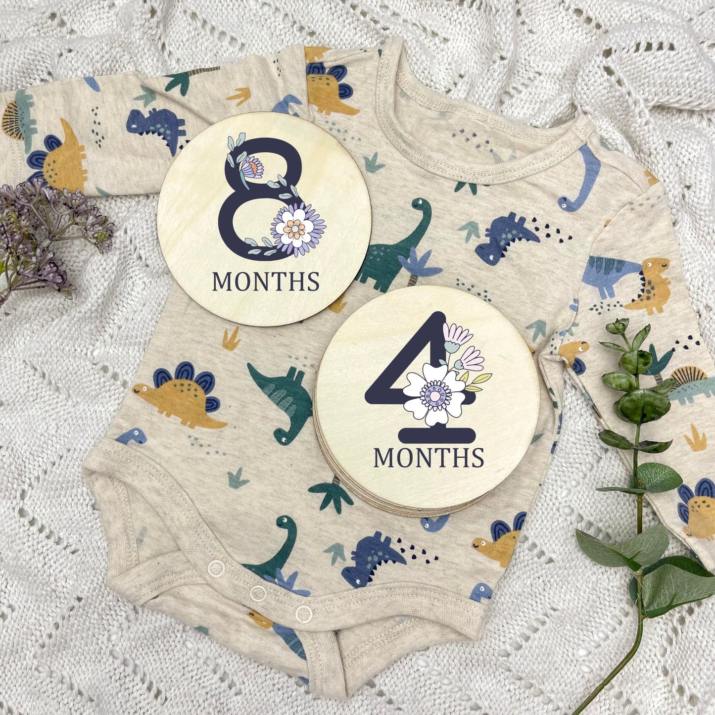 Floral milestone cards, baby milestone discs, boho nursery, aesthetic nursery, beige nursery