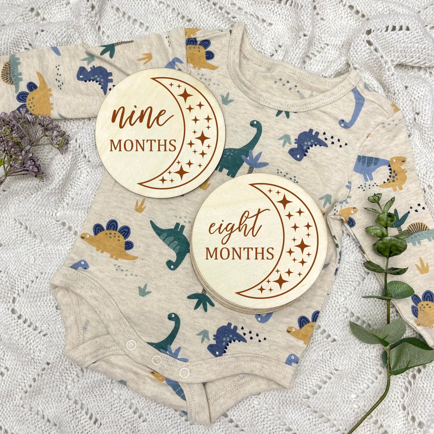 The moon milestone cards, baby milestone discs, boho nursery, aesthetic nursery, beige nursery