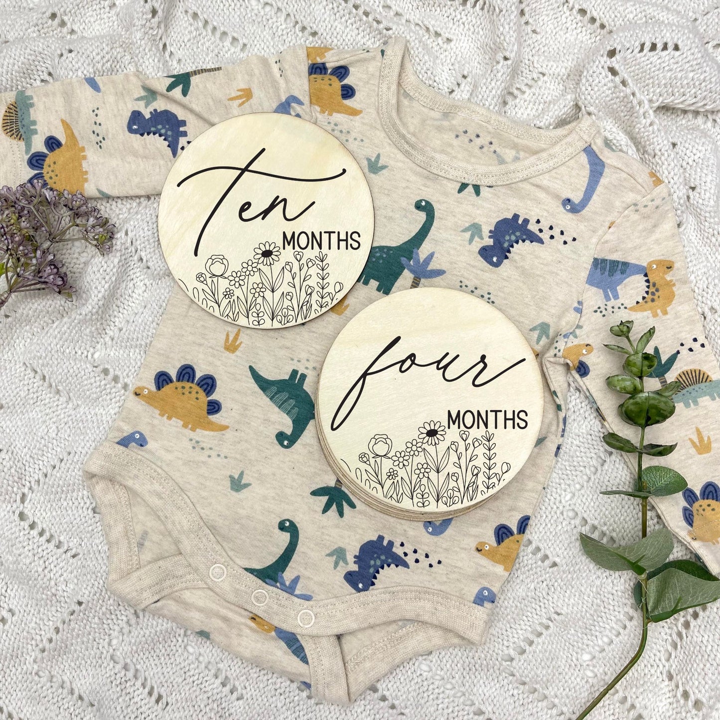 floral milestone cards, baby milestone discs, boho nursery, aesthetic nursery, beige nursery