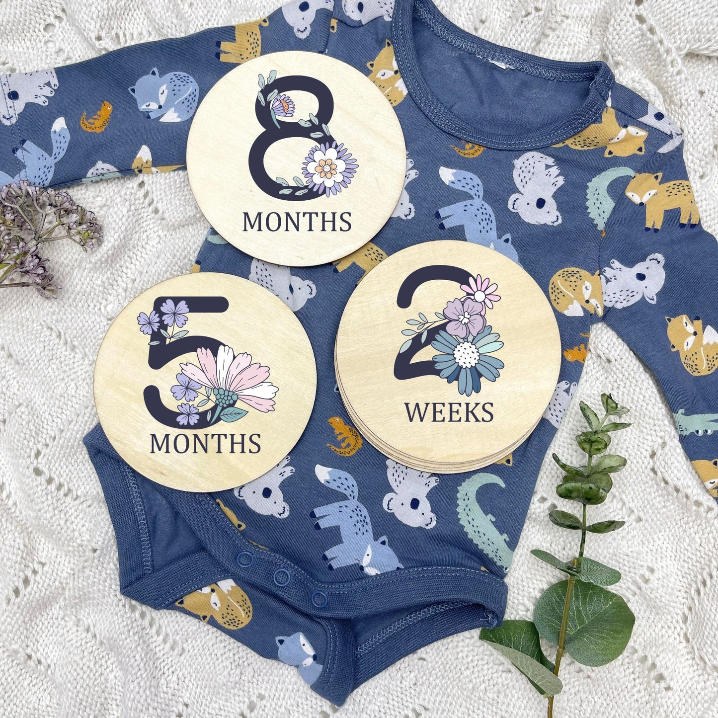 Floral milestone cards, baby milestone discs, boho nursery, aesthetic nursery, beige nursery
