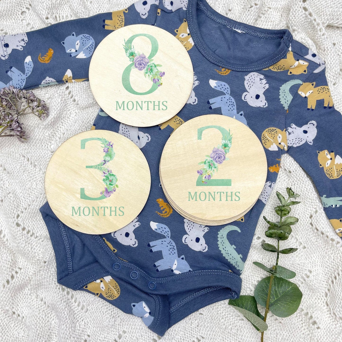 Floral milestone cards, baby milestone discs, boho nursery, aesthetic nursery, beige nursery