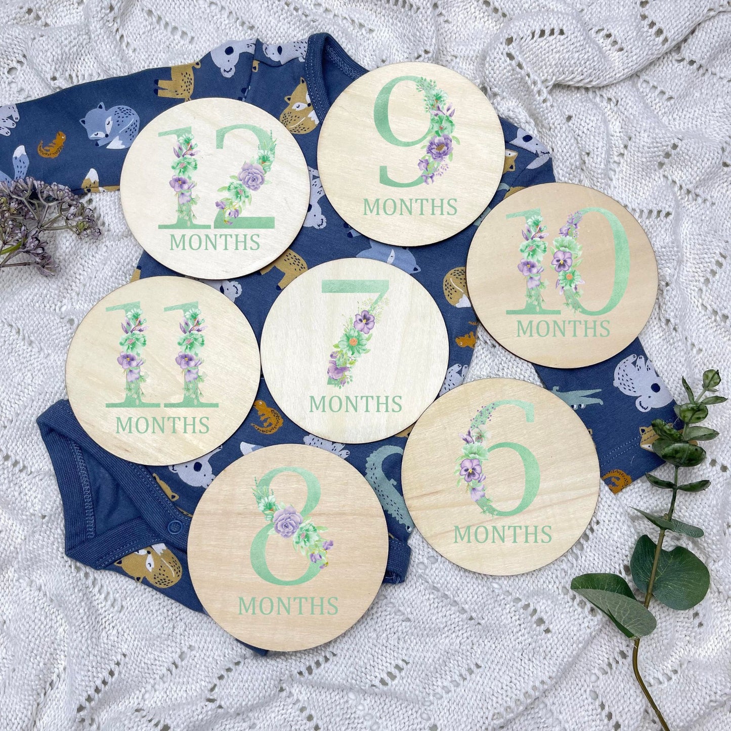 Floral milestone cards, baby milestone discs, boho nursery, aesthetic nursery, beige nursery