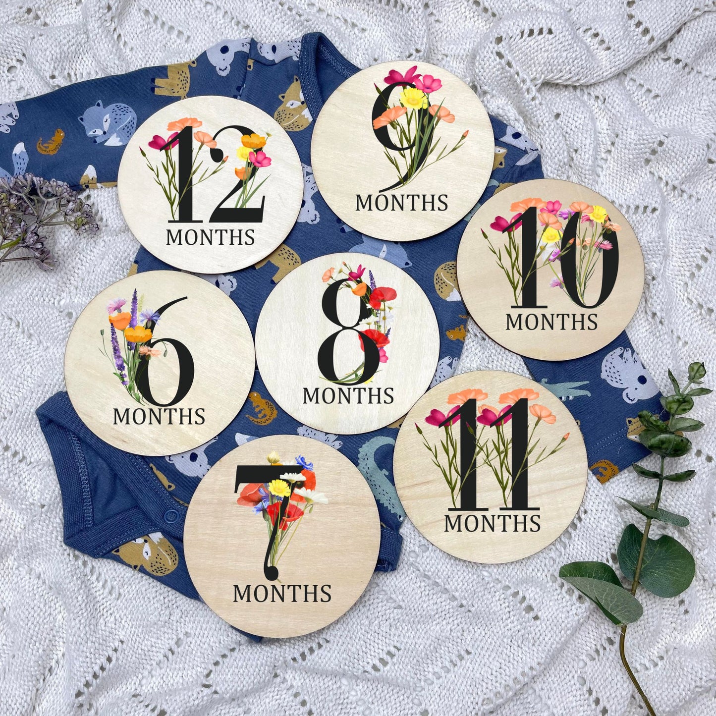 Floral milestone cards, baby milestone discs, boho nursery, aesthetic nursery, beige nursery