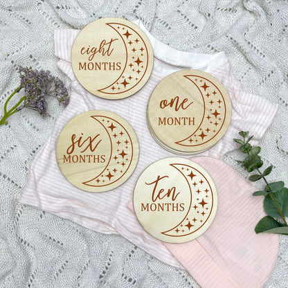 The moon milestone cards, baby milestone discs, boho nursery, aesthetic nursery, beige nursery