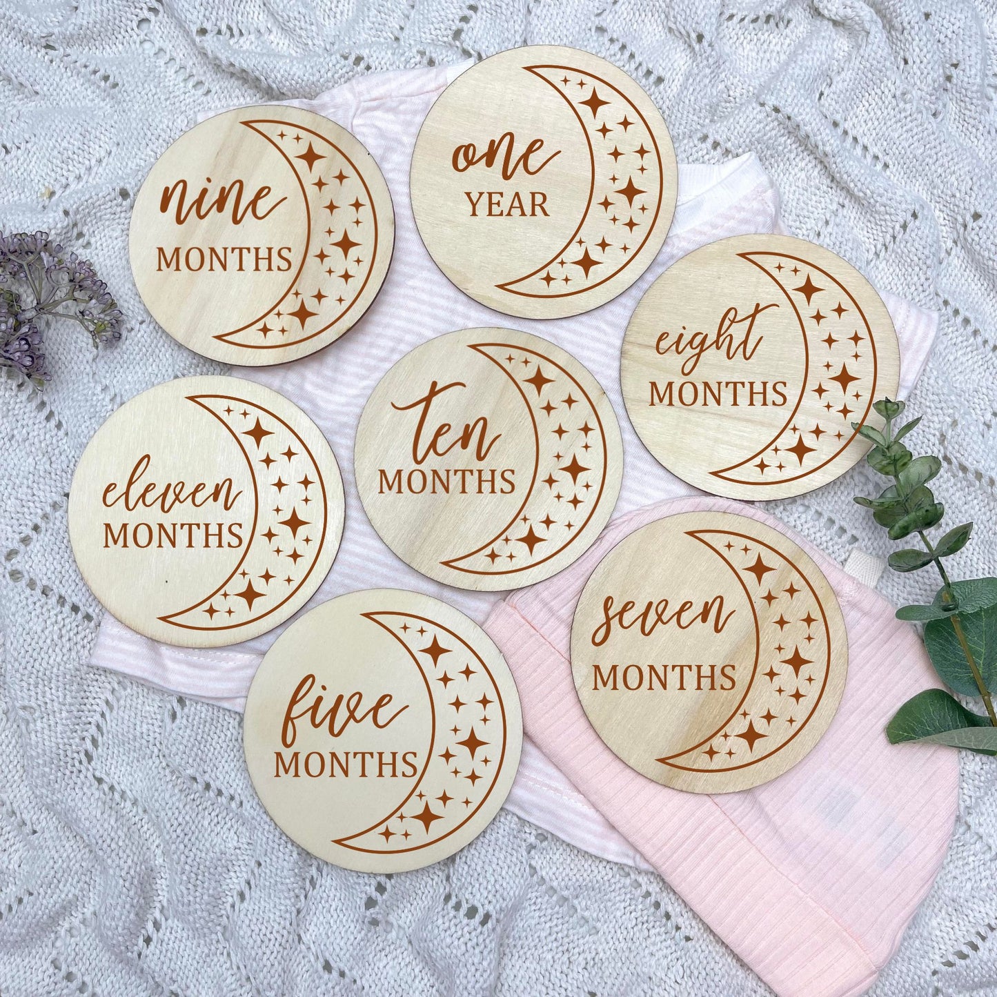 The moon milestone cards, baby milestone discs, boho nursery, aesthetic nursery, beige nursery