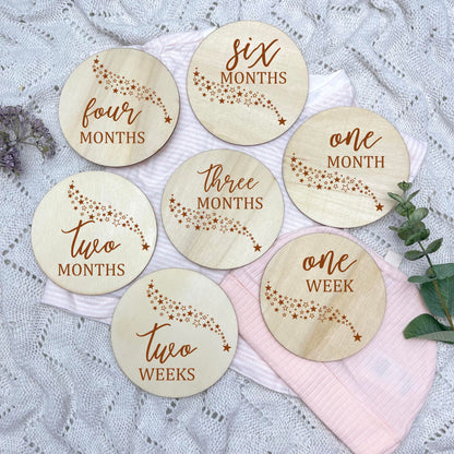 The stars milestone cards, baby milestone discs, boho nursery, aesthetic nursery, beige nursery