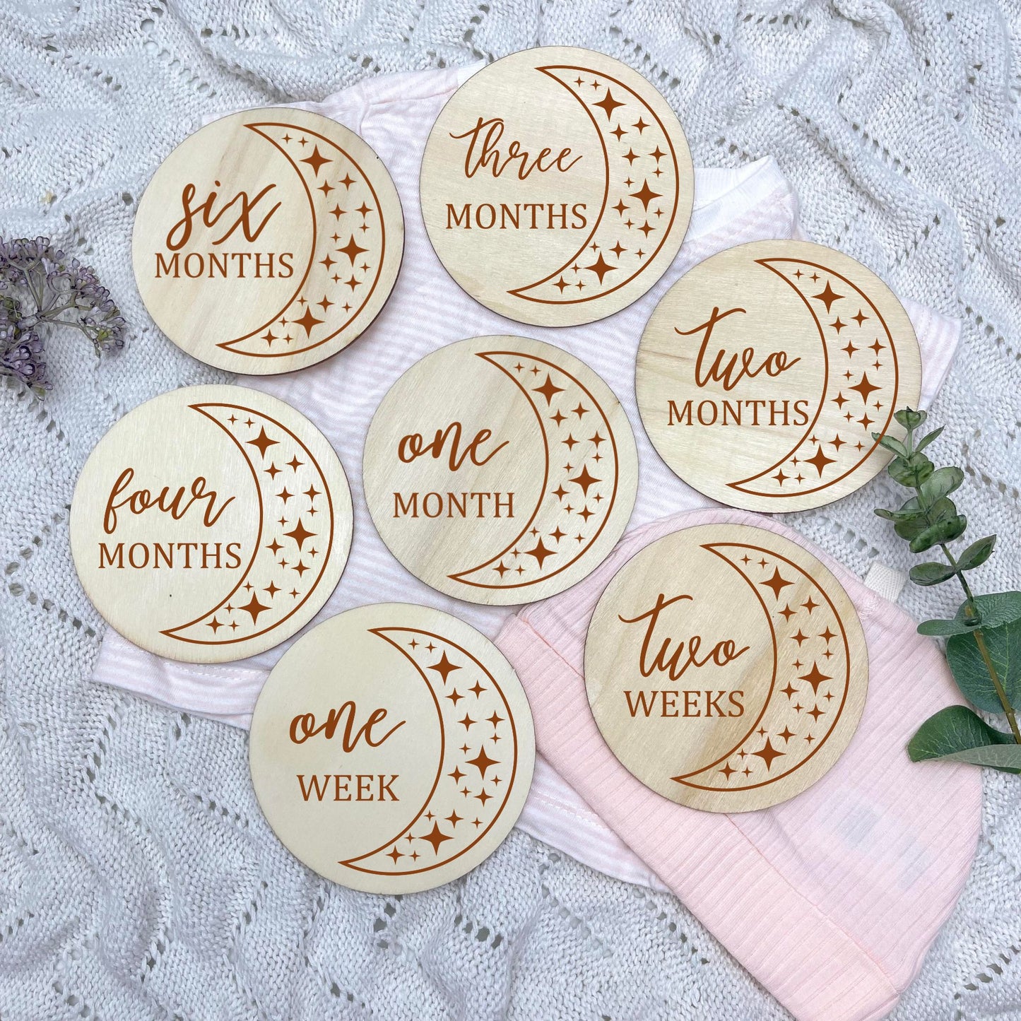 The moon milestone cards, baby milestone discs, boho nursery, aesthetic nursery, beige nursery