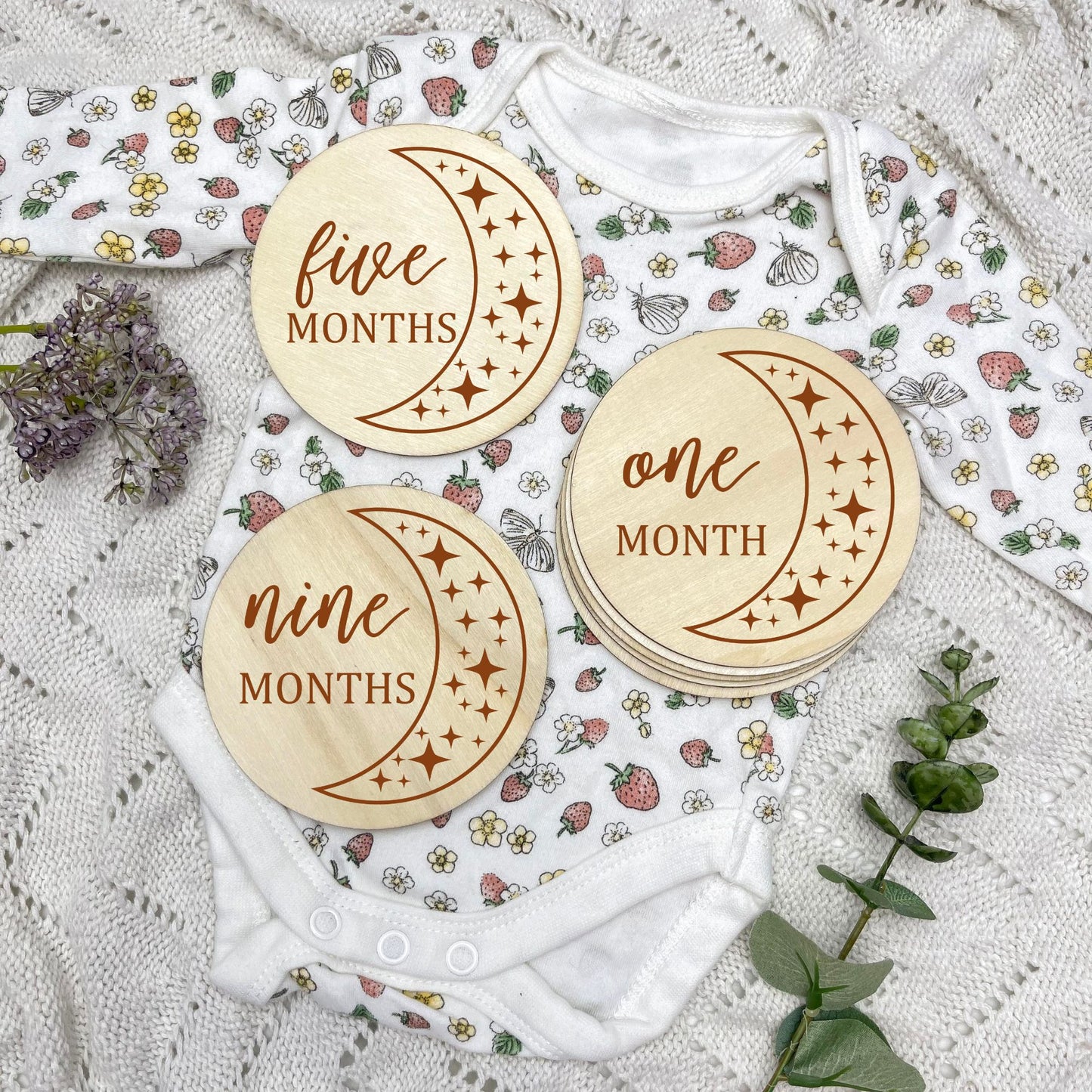 The moon milestone cards, baby milestone discs, boho nursery, aesthetic nursery, beige nursery