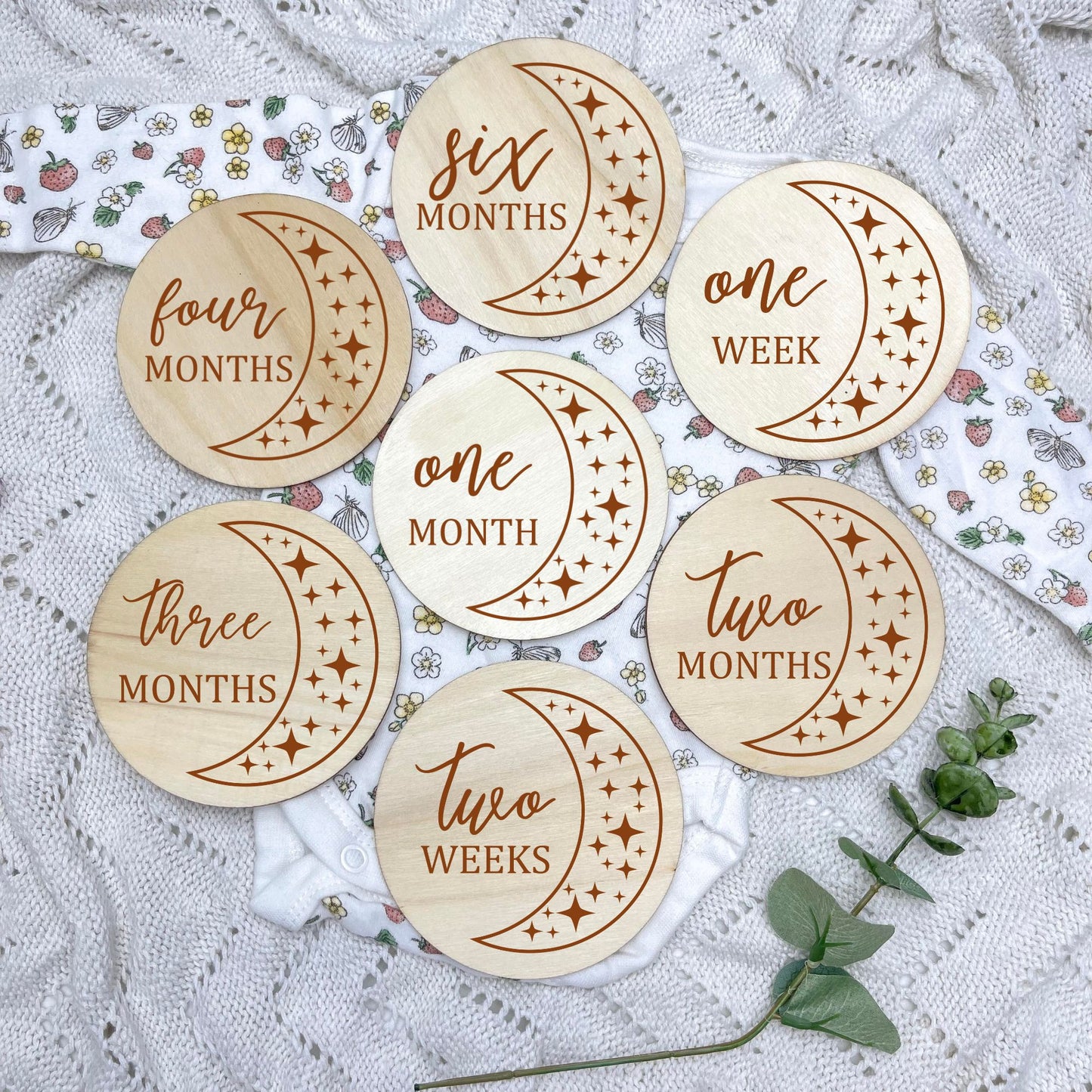 The moon milestone cards, baby milestone discs, boho nursery, aesthetic nursery, beige nursery