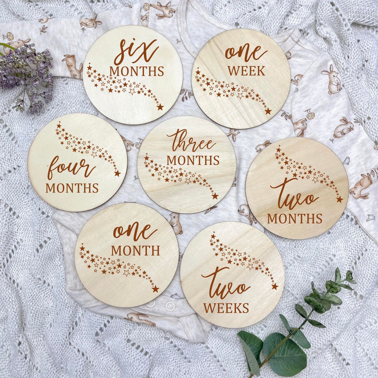 The stars milestone cards, baby milestone discs, boho nursery, aesthetic nursery, beige nursery