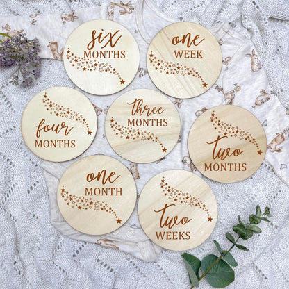 The stars milestone cards, baby milestone discs, boho nursery, aesthetic nursery, beige nursery