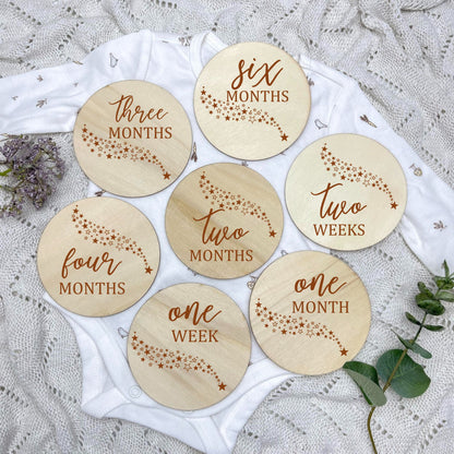 The stars milestone cards, baby milestone discs, boho nursery, aesthetic nursery, beige nursery