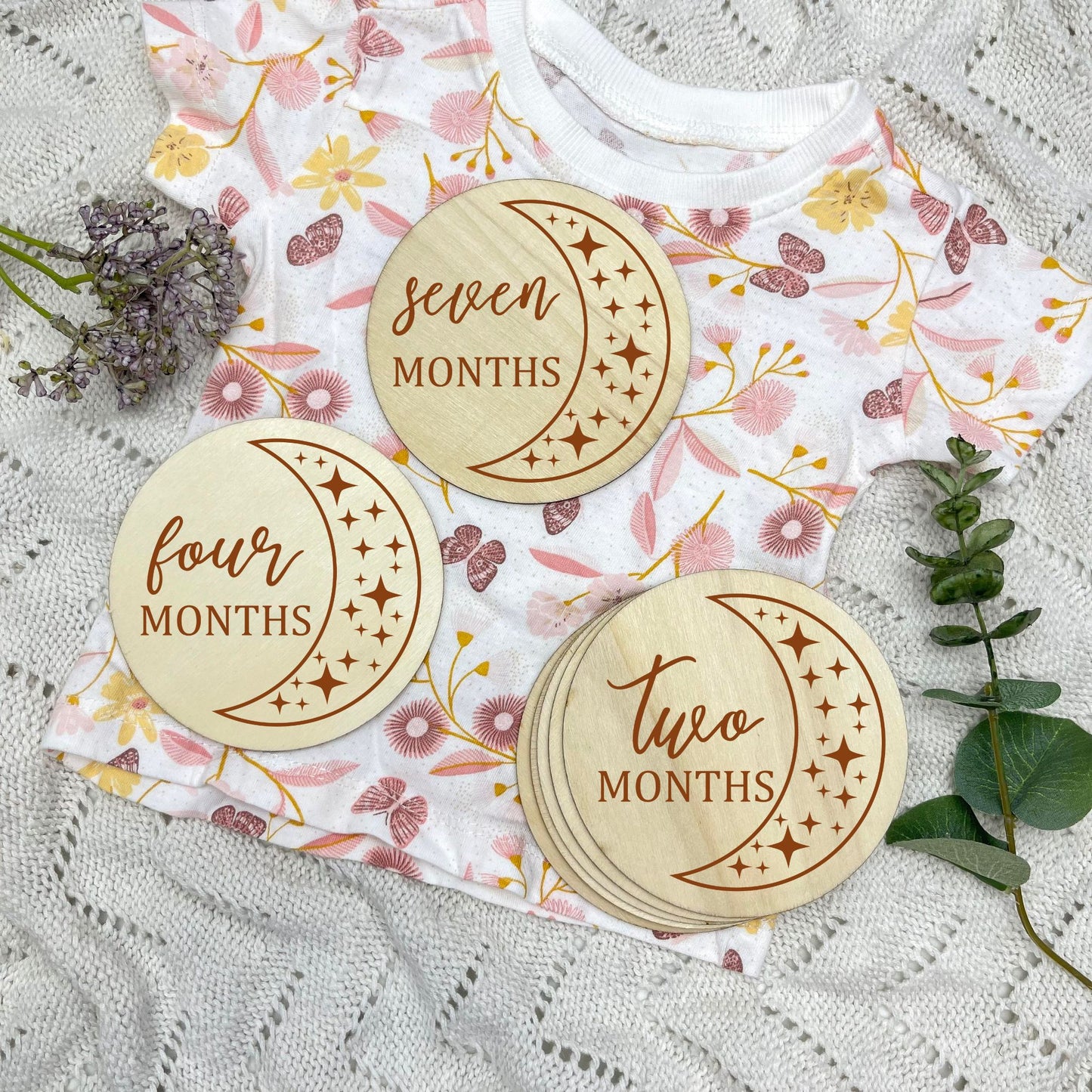 The moon milestone cards, baby milestone discs, boho nursery, aesthetic nursery, beige nursery