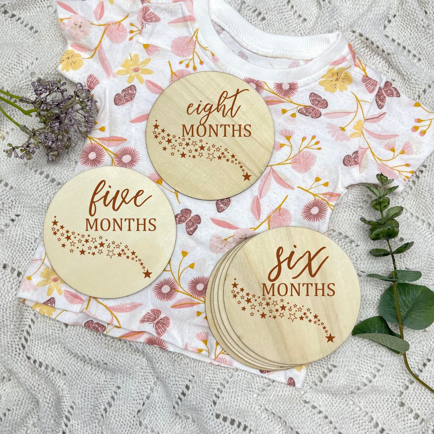 The stars milestone cards, baby milestone discs, boho nursery, aesthetic nursery, beige nursery