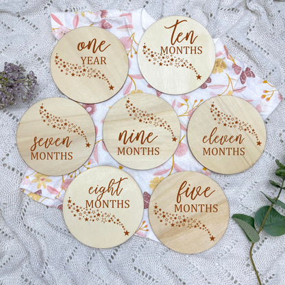 The stars milestone cards, baby milestone discs, boho nursery, aesthetic nursery, beige nursery