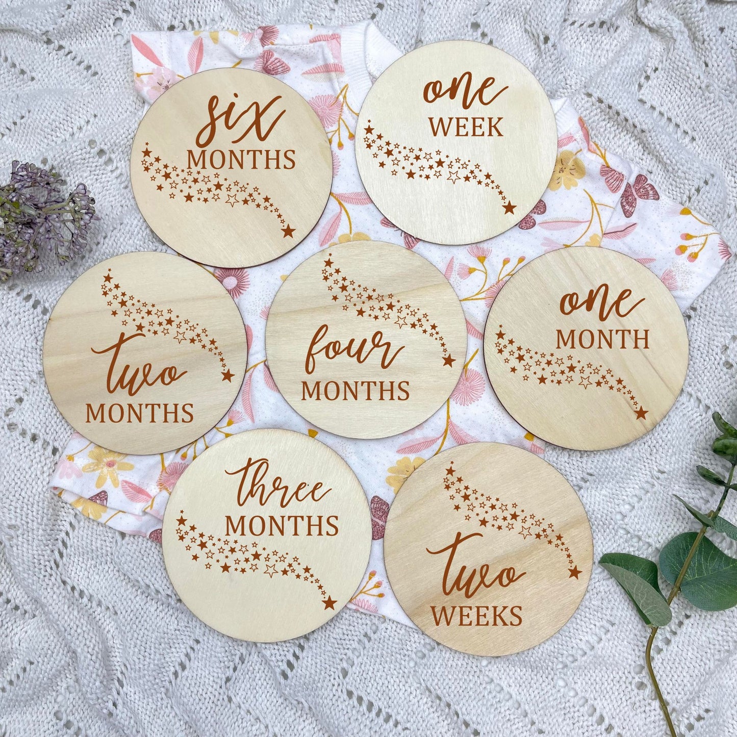 The stars milestone cards, baby milestone discs, boho nursery, aesthetic nursery, beige nursery