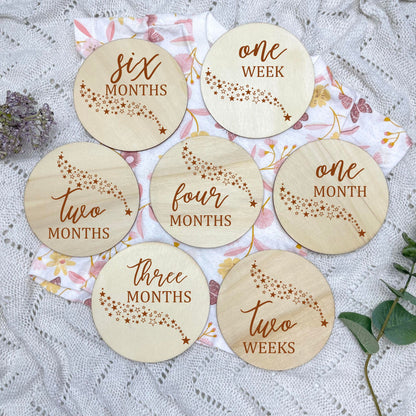 The stars milestone cards, baby milestone discs, boho nursery, aesthetic nursery, beige nursery