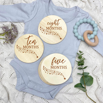 The stars milestone cards, baby milestone discs, boho nursery, aesthetic nursery, beige nursery
