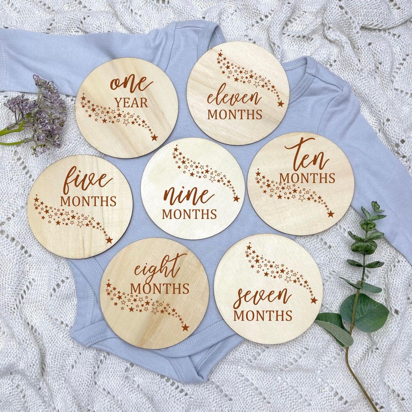 The stars milestone cards, baby milestone discs, boho nursery, aesthetic nursery, beige nursery