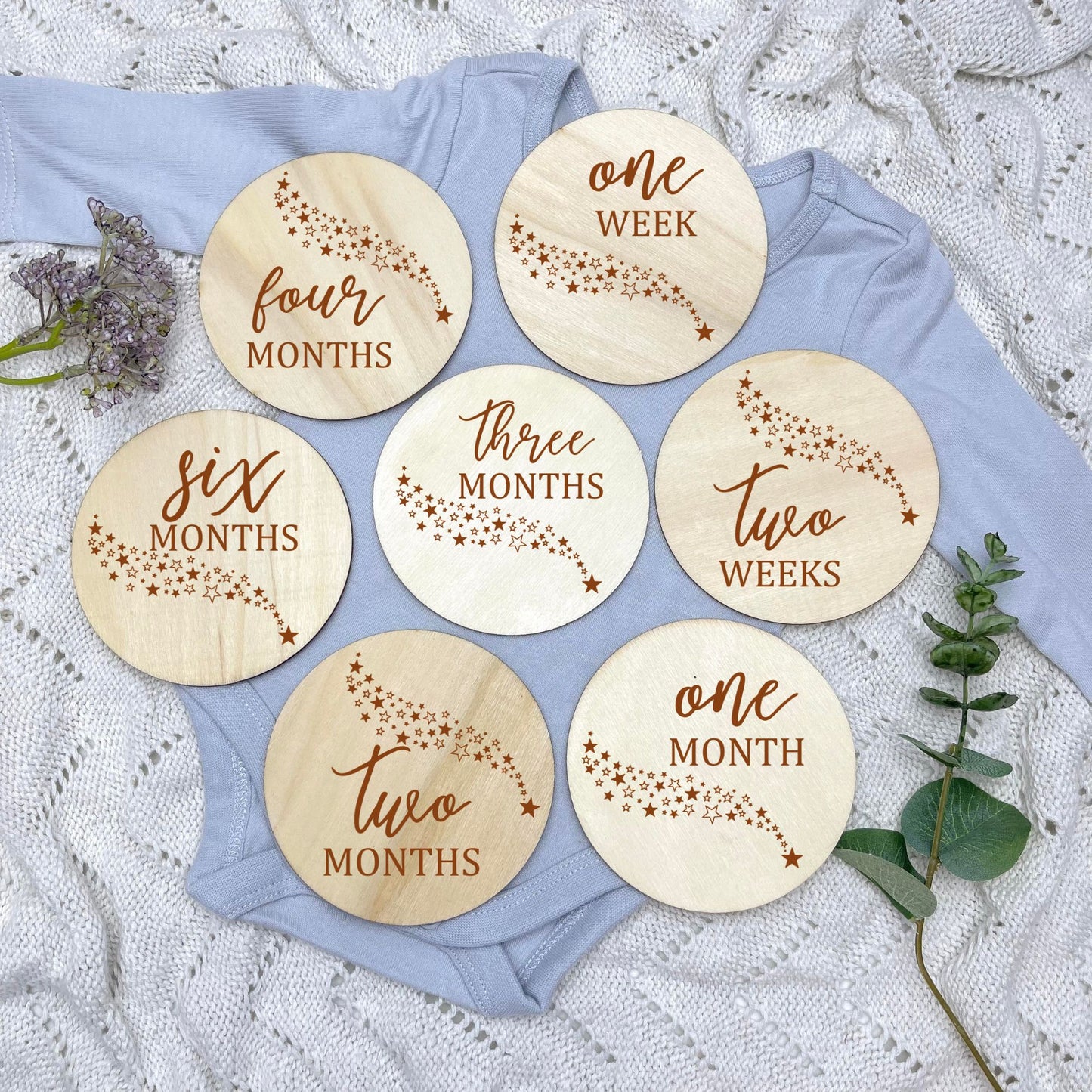The stars milestone cards, baby milestone discs, boho nursery, aesthetic nursery, beige nursery