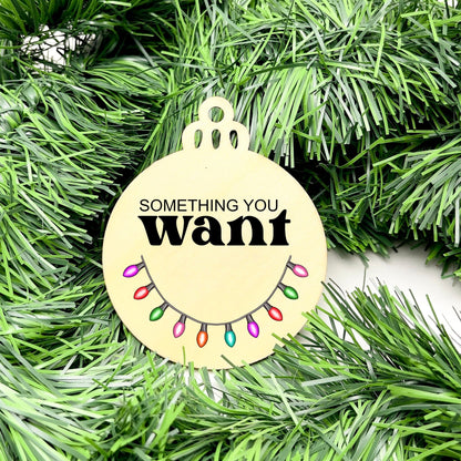 Something you want, wear, need, read bauble set, christmas gift tag set, present gift tag, something to read