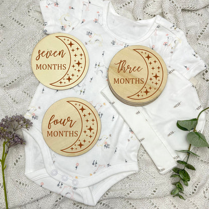 The moon milestone cards, baby milestone discs, boho nursery, aesthetic nursery, beige nursery