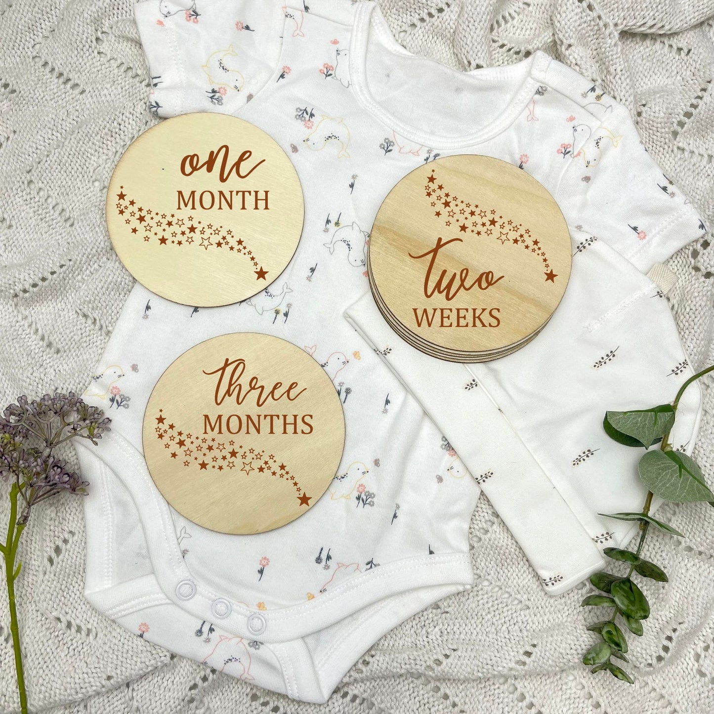 The stars milestone cards, baby milestone discs, boho nursery, aesthetic nursery, beige nursery