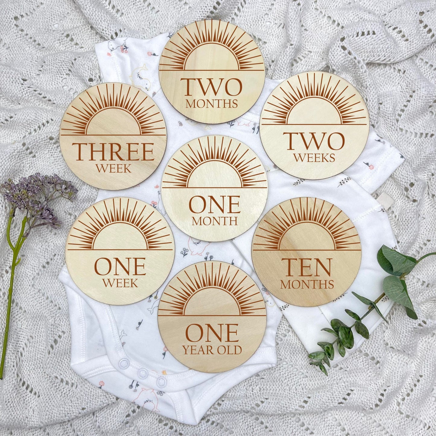 The sun milestone cards, baby milestone discs, boho nursery, aesthetic nursery, beige nursery
