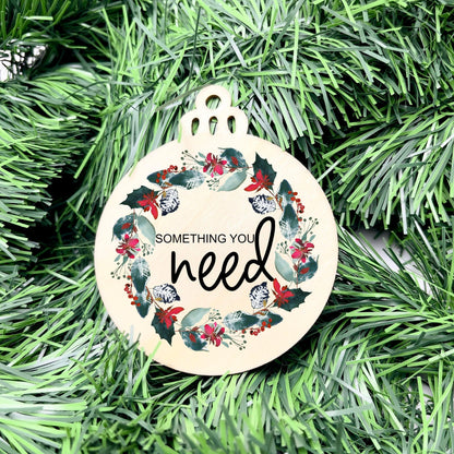Something you want, wear, need, read bauble set, christmas gift tag set, present gift tag, something to read