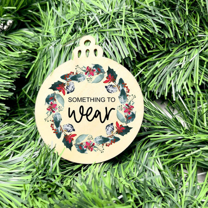 Something you want, wear, need, read bauble set, christmas gift tag set, present gift tag, something to read