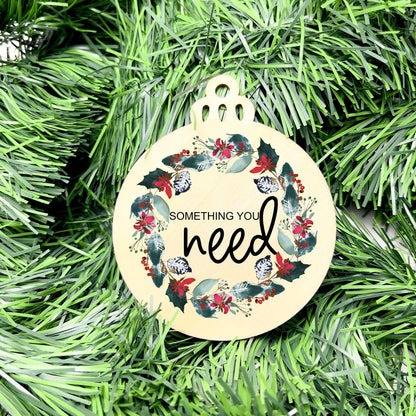 Something you want, wear, need, read bauble set, christmas gift tag set, present gift tag, something to read