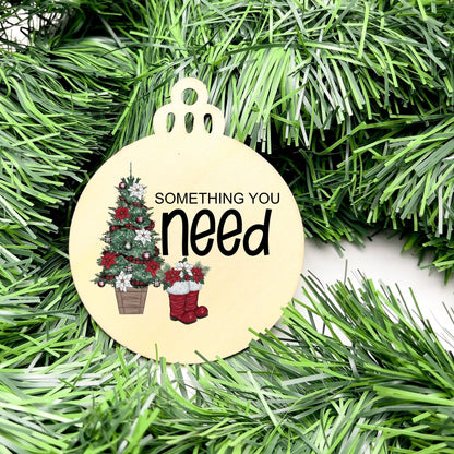Something you want, wear, need, read bauble set, christmas gift tag set, present gift tag, something to read