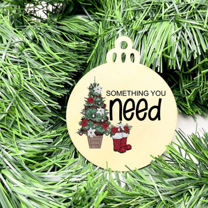 Something you want, wear, need, read bauble set, christmas gift tag set, present gift tag, something to read