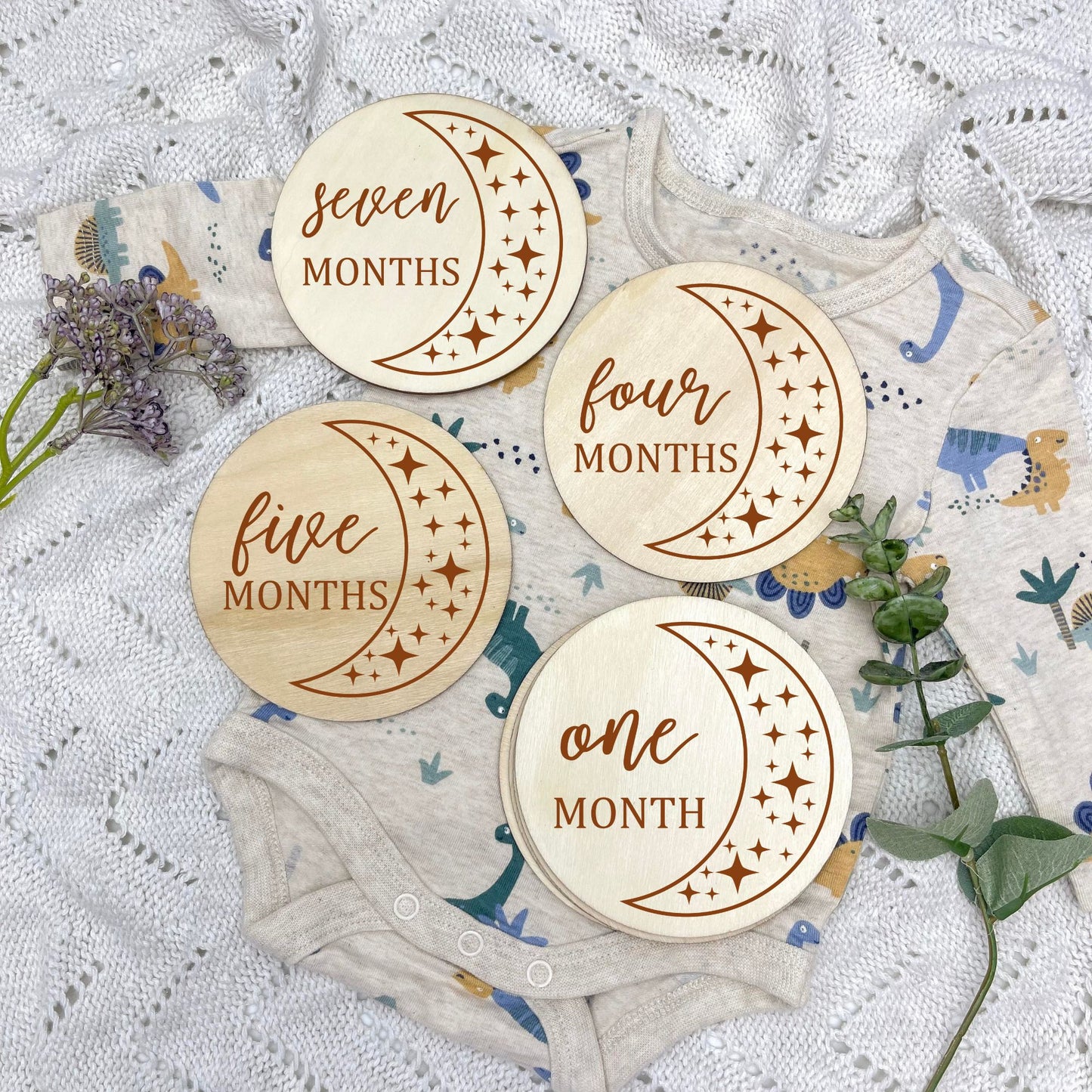 The moon milestone cards, baby milestone discs, boho nursery, aesthetic nursery, beige nursery