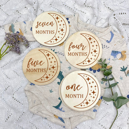 The moon milestone cards, baby milestone discs, boho nursery, aesthetic nursery, beige nursery